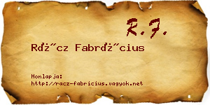 Rácz Fabrícius névjegykártya